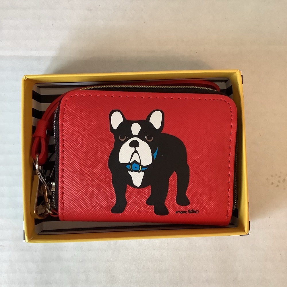 Marc Tetro Wallet French Bulldog Red New